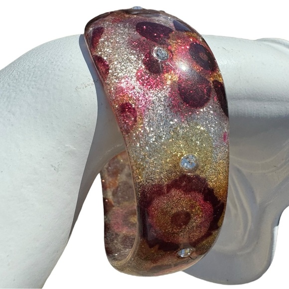 90s Y2K Flower Power Lucite Bangle Bracelet - Picture 1 of 6